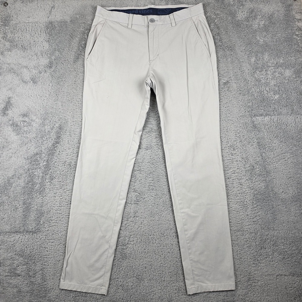 Vineyard Vines Performance Pants Mens 32x31 Gray On-The-Go Chino Stretch Tech